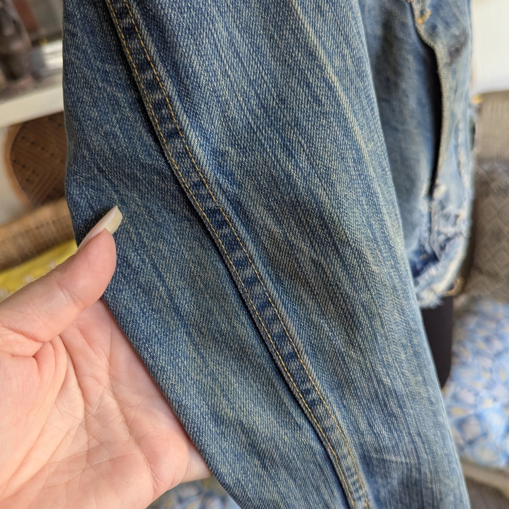 Vintage 80s Graffiti Trucker Jacket M? Blue Jean Jacket Punk Denim - Picture 5 of 16